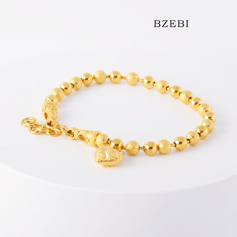 BZEBI 18k Gold Plated Cubic Zirconia women's transfer beads Bracelet for Women with Box