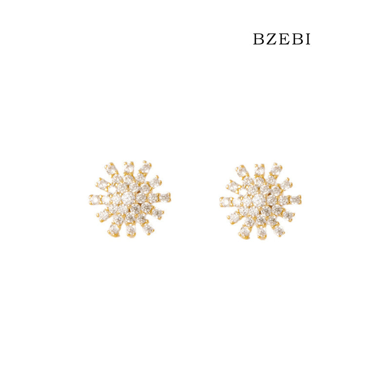 BZEBI14k Flower Fashion Earrings Simple Atmosphere