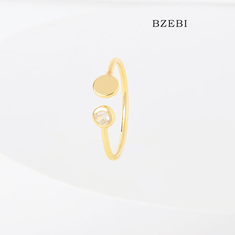 BZEBI 18k Gold Plated Cubic Zirconia Simple Fashion Rings for Women with Box