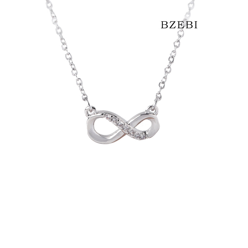 BZEBI 18k Gold Plated Cubic Zirconia 8-Symbol Necklace for Women with Box