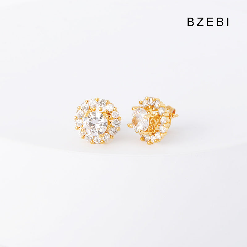 BZEBI18k diamond-plated simple niche Korean design earrings