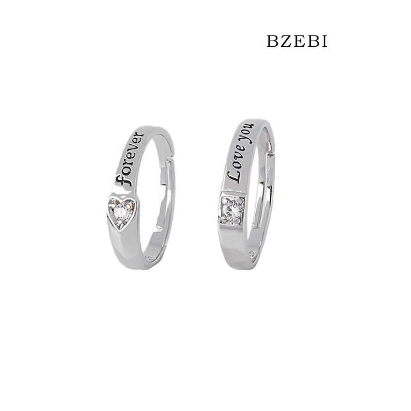 BZEBI 18k Gold Plated Cubic Zirconia Eternal Love Couple Rings for Women with Box