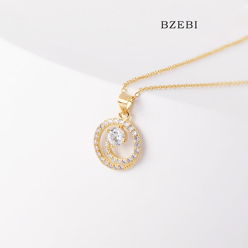 BZEBI 18k Gold Plated Cubic Zirconia Dream Necklace for Women with Box