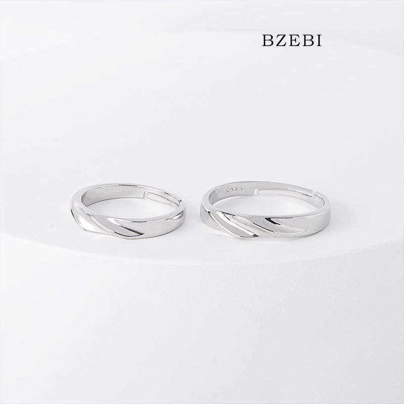 BZEBI 18k Gold Plated Cubic Zirconia Simple and Ultimate Couple Rings for Women with Box