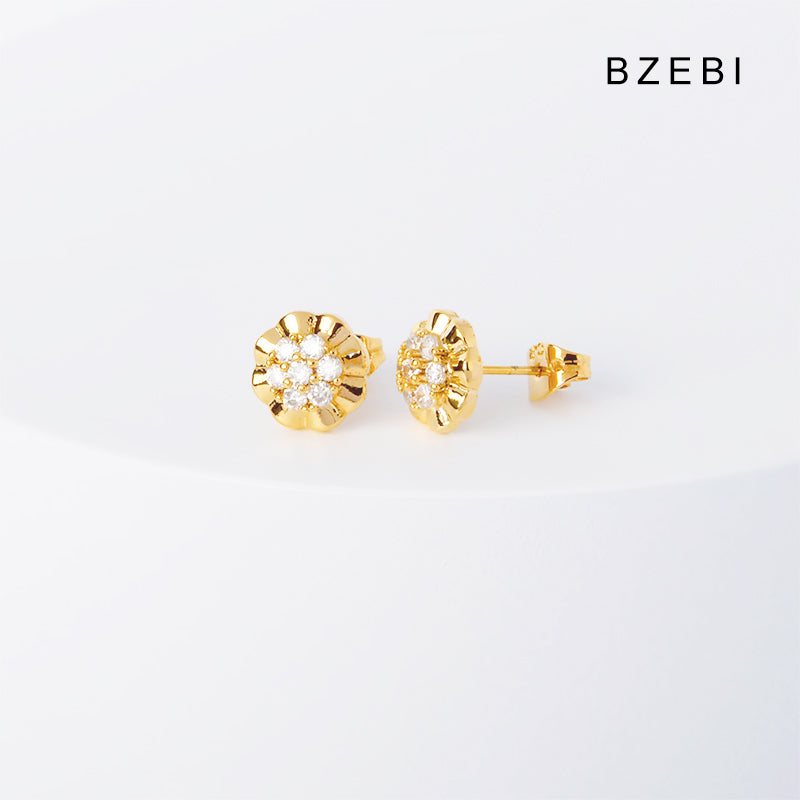 BZEBI 14k round earrings niche design fashion