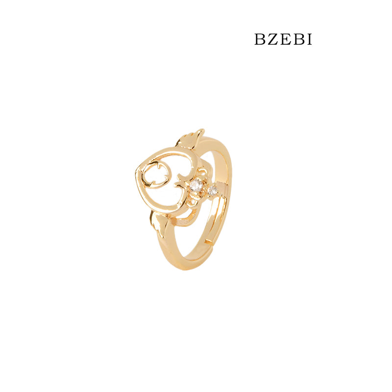 BZEBI 18k Gold Plated Cubic Zirconia Sorcerer Ring for Women with Box