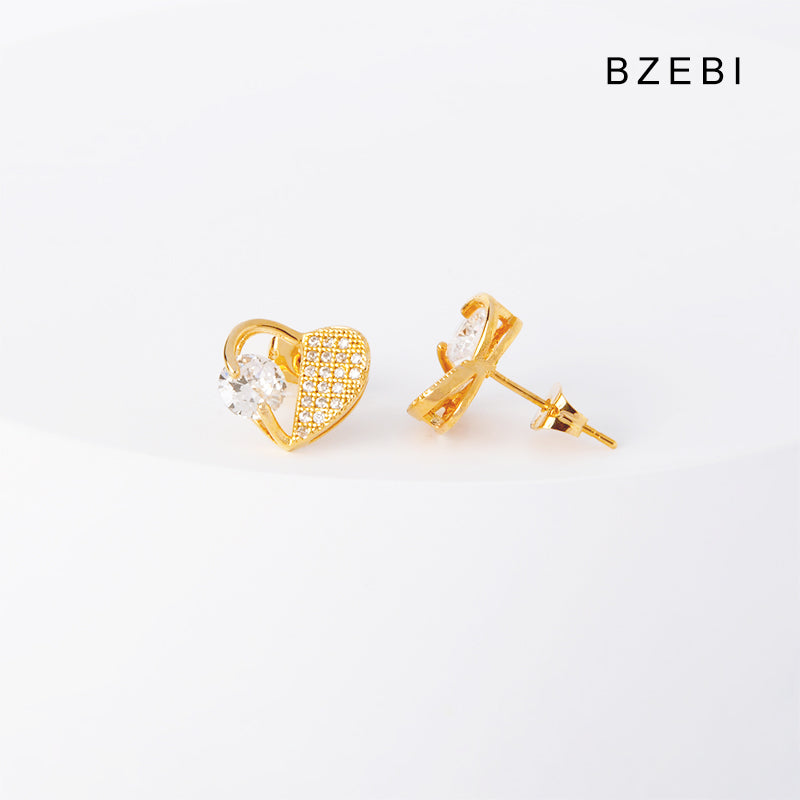 BZEBI 14k Heart Direction Earrings Women