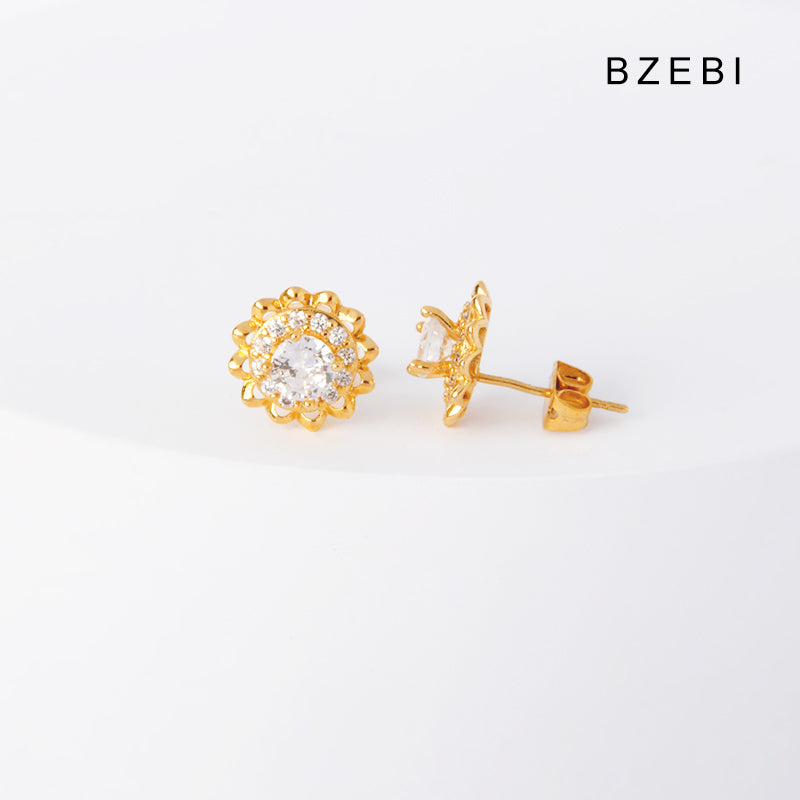 BZEBI 14k fashion flower earrings women