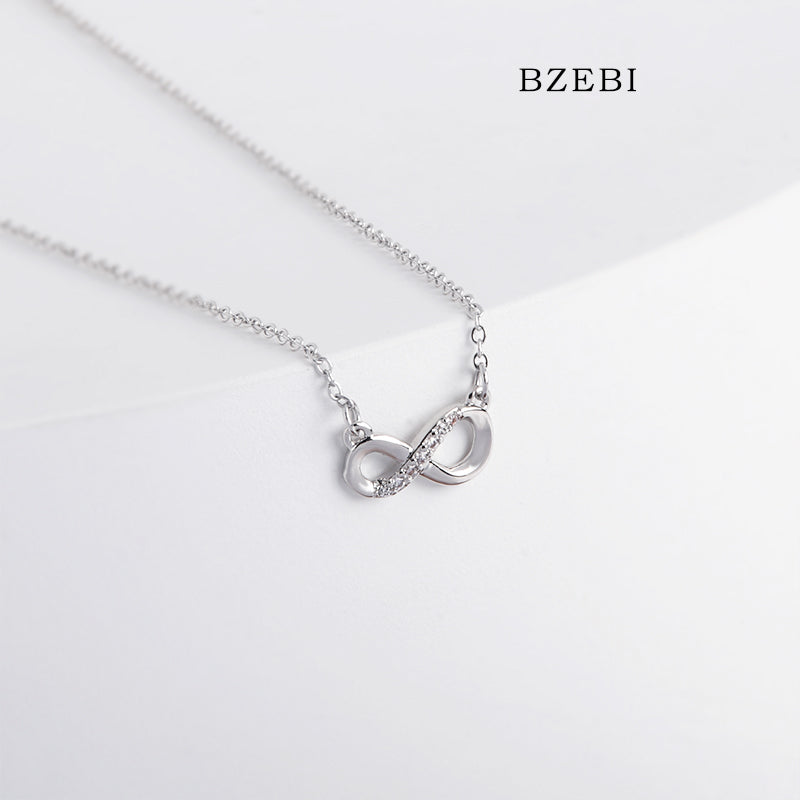 BZEBI 18k Gold Plated Cubic Zirconia 8-Symbol Necklace for Women with Box