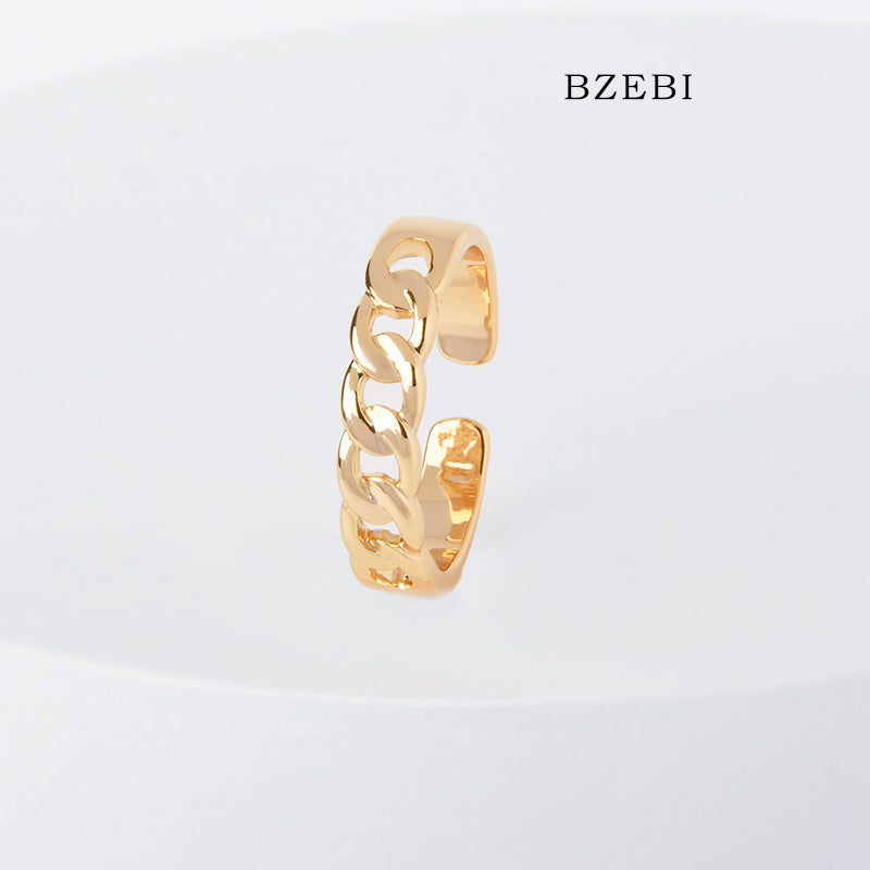 BZEBI 18k Gold Plated Cubic Zirconia Twist Ring  for Women with Box