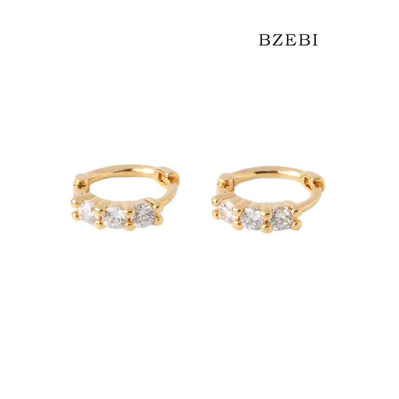 BZEBI 18k Gold Plated Cubic Zirconia Fashion Zircon Stud Earrings for Women with Box