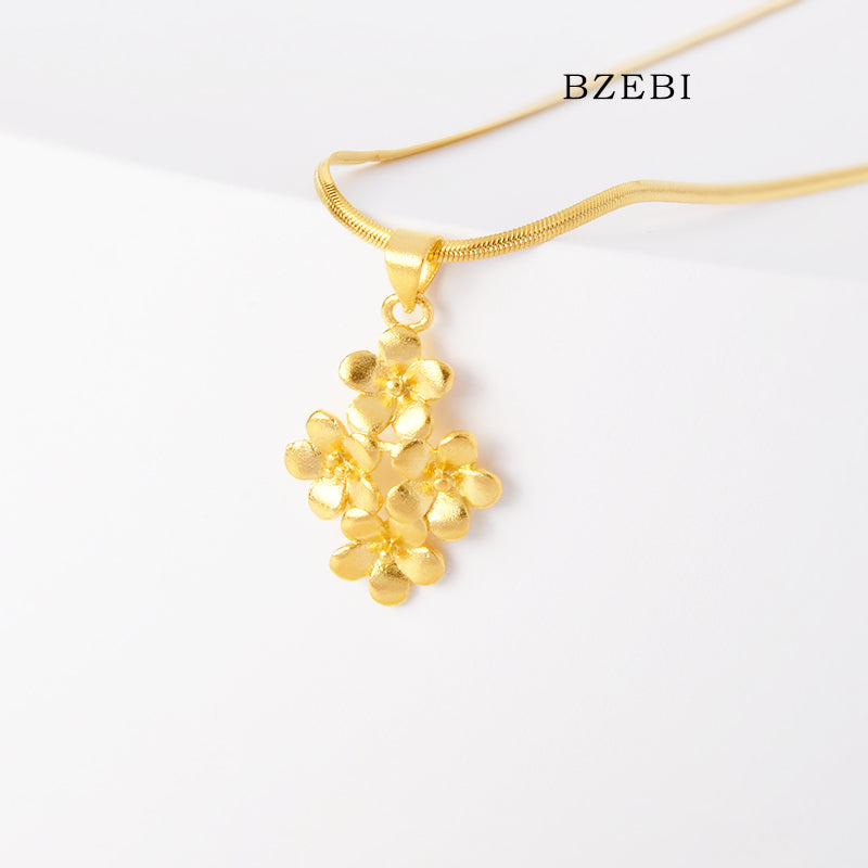 BZEBI 14k Gold Flower Necklace Fashion Girls