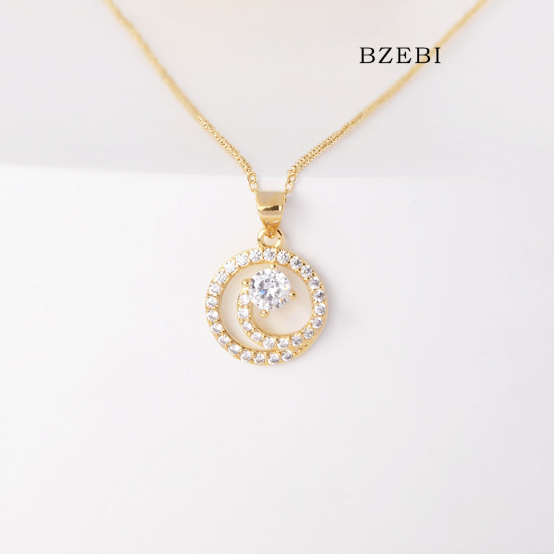 BZEBI 18k Gold Plated Cubic Zirconia Dream Necklace for Women with Box