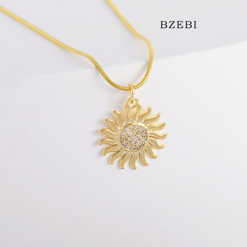 BZEBI 14k Sun Necklace