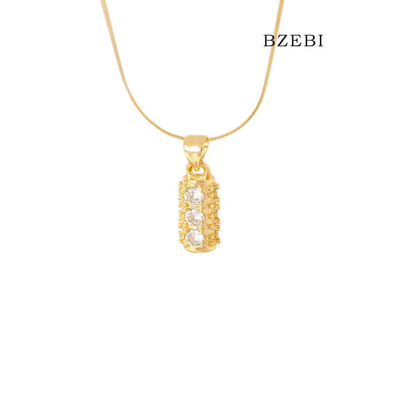 BZEBI 14K niche design zircon pillar necklace