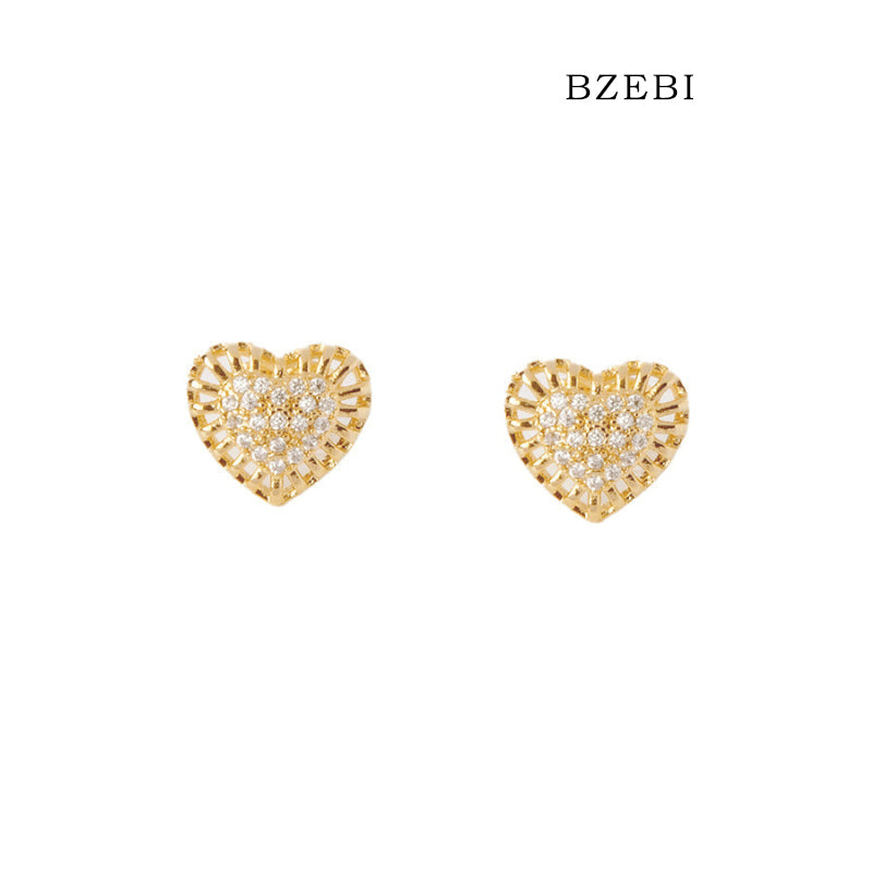 BZEBI 14k cubic zirconia gold-plated fashion earrings