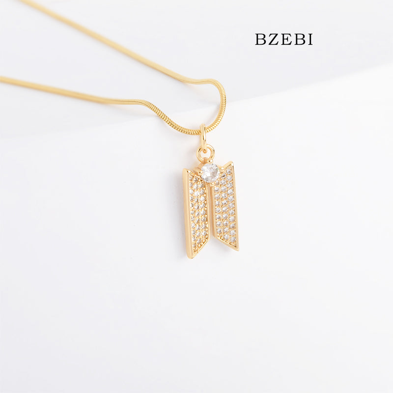 BZEBI 18K Fashion Gold Plated Chain Hallyu Kpop BTS Inspired  Pendant Necklace Accessories for Women