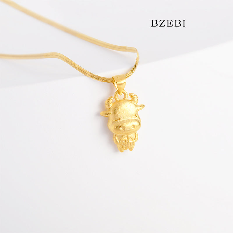 BZEBI 14k Peppa Pig Necklace Fashion Girls