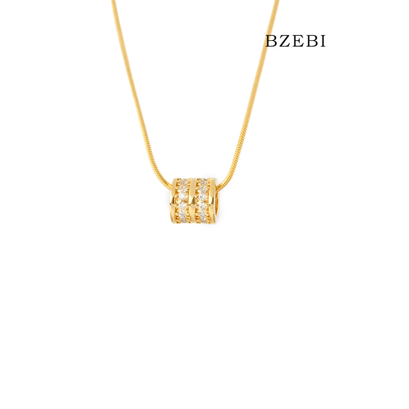 BZEBI 18k Gold Plated Cubic Zirconia Uth Ring Necklace for Women with Box