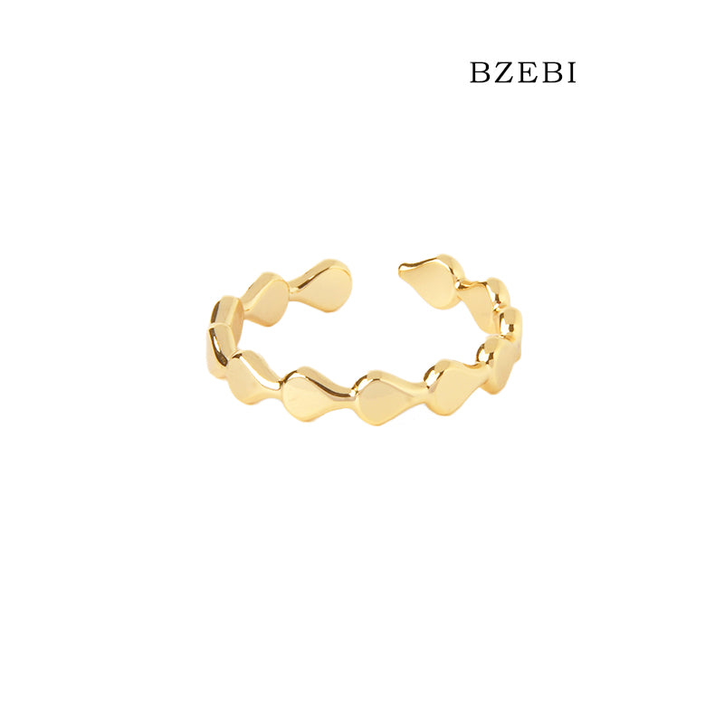 BZEBI 18k Gold Plated Cubic Zirconia Spiral Open Rings for Women with Box