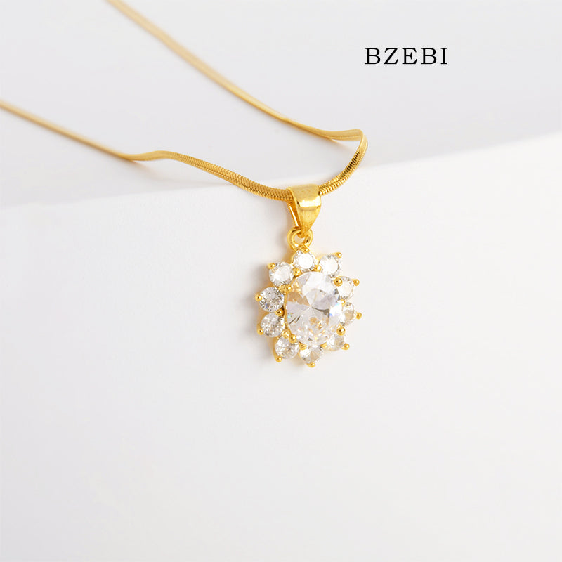 BZEBI14k Sunflower Necklace