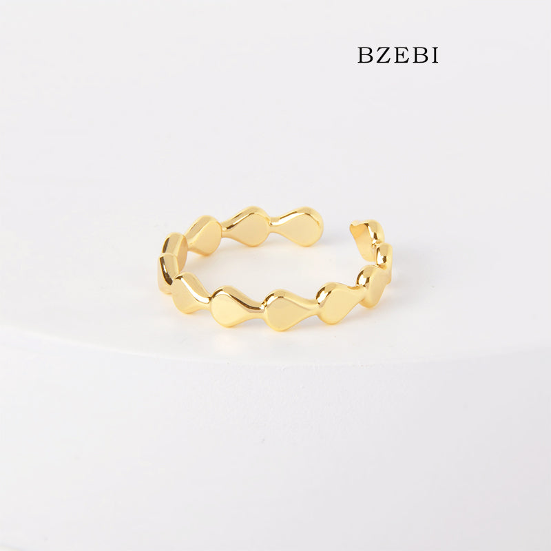 BZEBI 18k Gold Plated Cubic Zirconia Spiral Open Rings for Women with Box