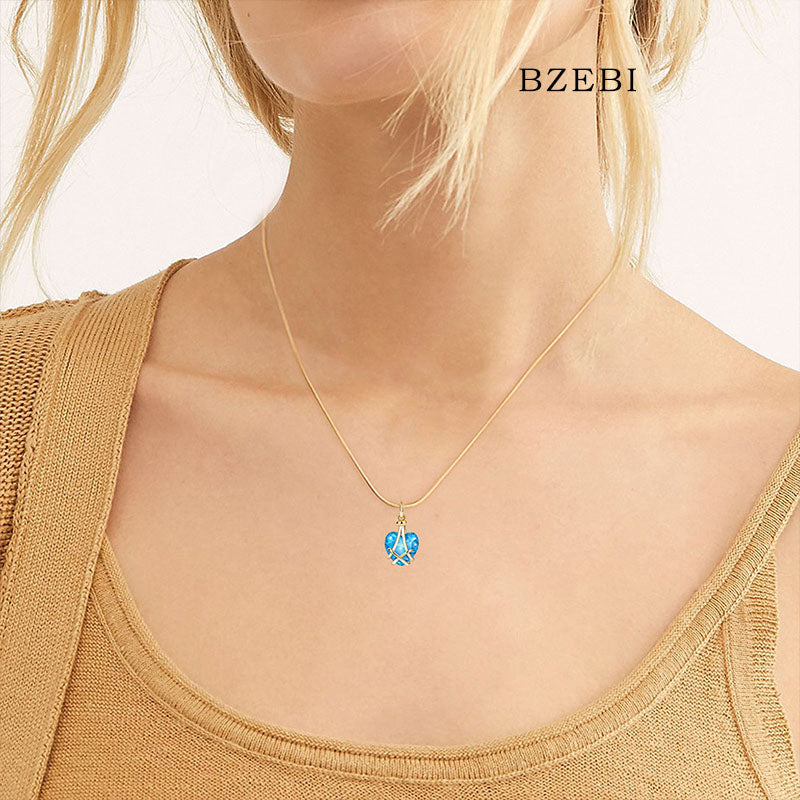 BZEBI Women's Heart-shaped Diamond Barbie Necklace for Teen Girl Gifts(Blue)