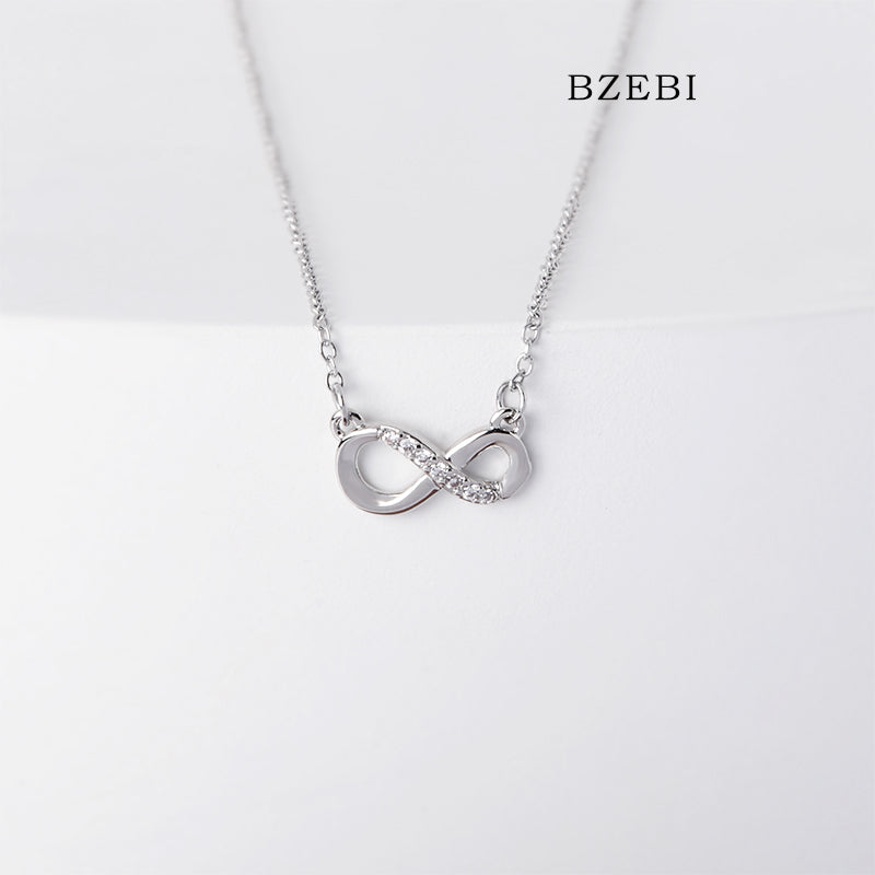 BZEBI 18k Gold Plated Cubic Zirconia 8-Symbol Necklace for Women with Box