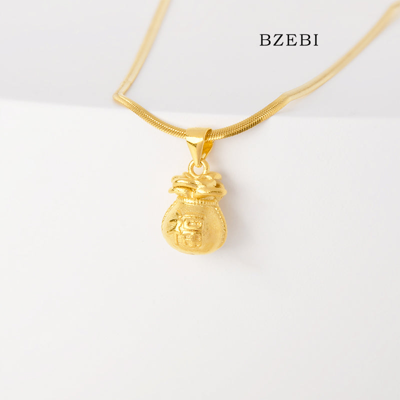 BZEBI 14k Money Bag Necklace