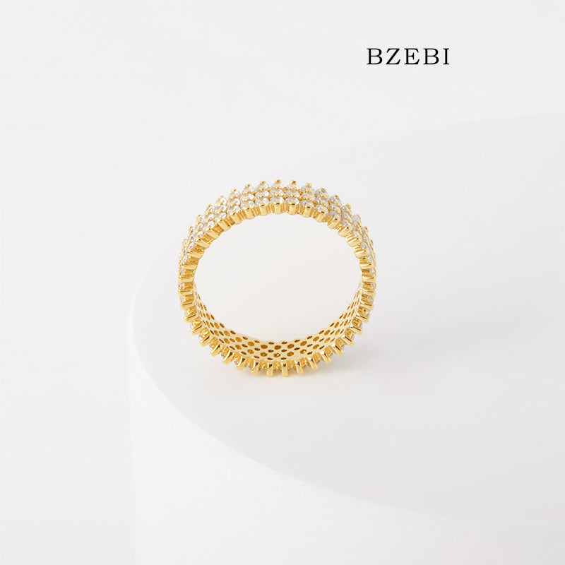 BZEBI 18k Gold Plated Cubic Zirconia Kaleidoscope Rings for Women with Box