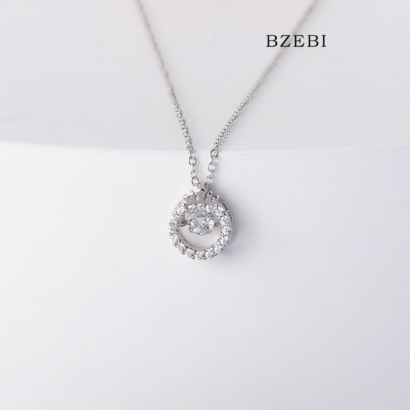 BZEBI 18k Gold Plated Cubic Zirconia Round Twisted Zircon Necklace for Women with Box