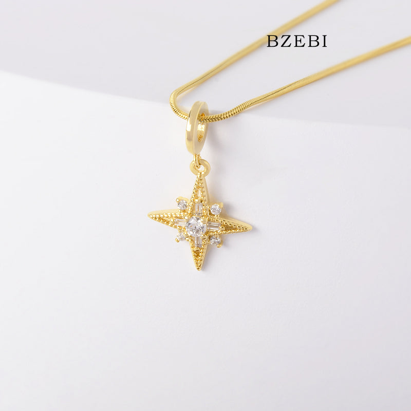 BZEBI 14k Four-pointed Star Necklace