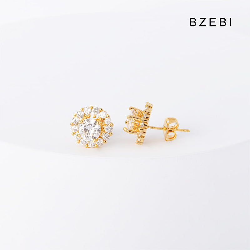 BZEBI18k diamond-plated simple niche Korean design earrings