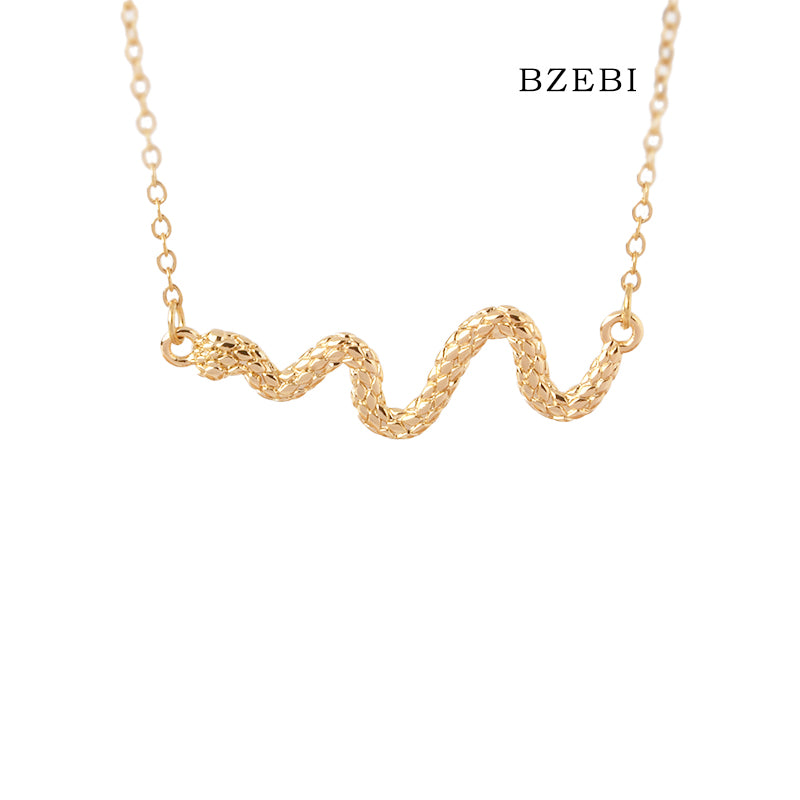 BZEBI 18k Gold Plated Cubic Zirconia Gold Plated Serpent Necklace for Women with Box