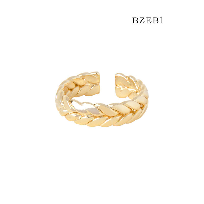 BZEBI 18k Gold Plated Cubic Zirconia Braided Rings for Women with Box