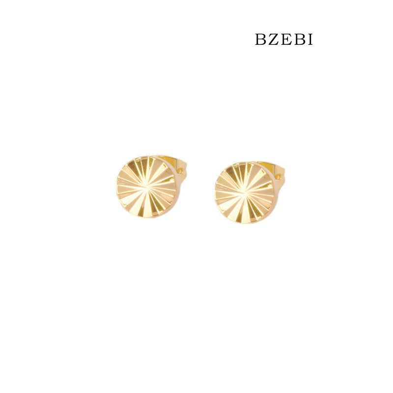 BZEBI 14k round fan-shaped design simple earrings