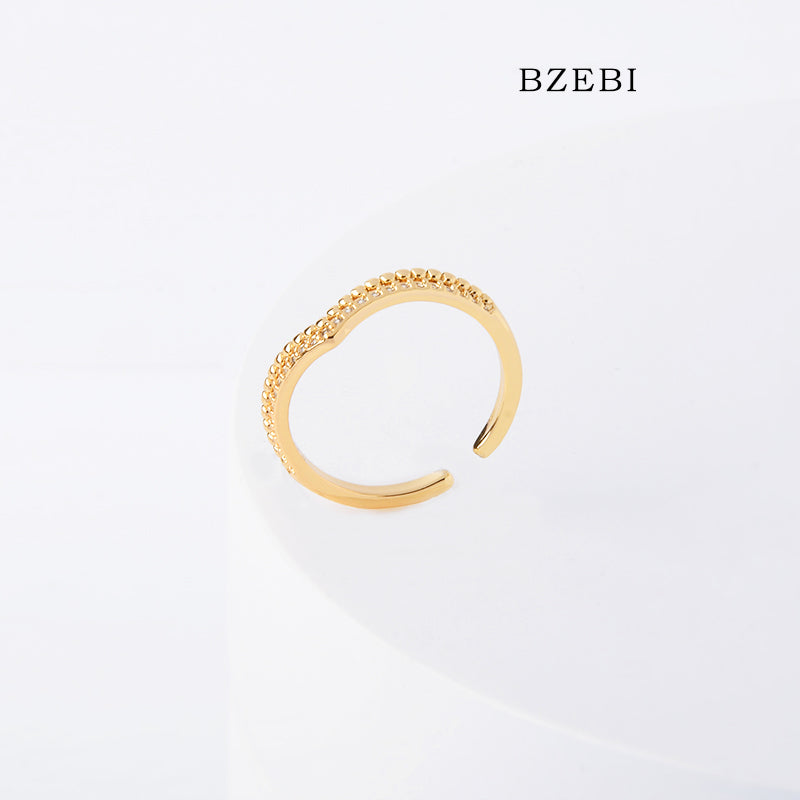 BZEBI 18k Gold Plated Cubic Zirconia V Rings for Women with Box