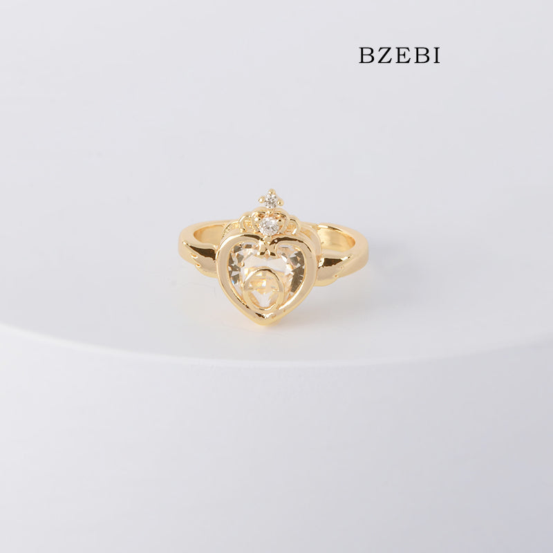 BZEBI 18k Gold Plated Cubic Zirconia Sorcerer Ring for Women with Box