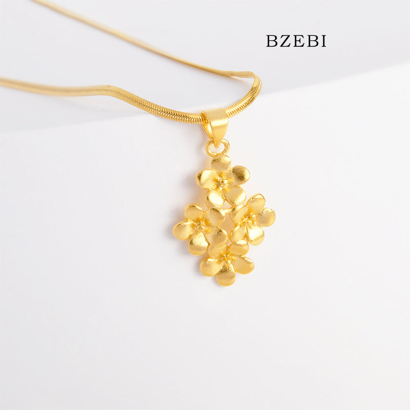 BZEBI 14k Gold Flower Necklace Fashion Girls