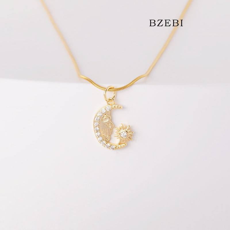 BZEBI 18k Gold Plated Cubic Zirconia light of hope Necklace for Women with Box