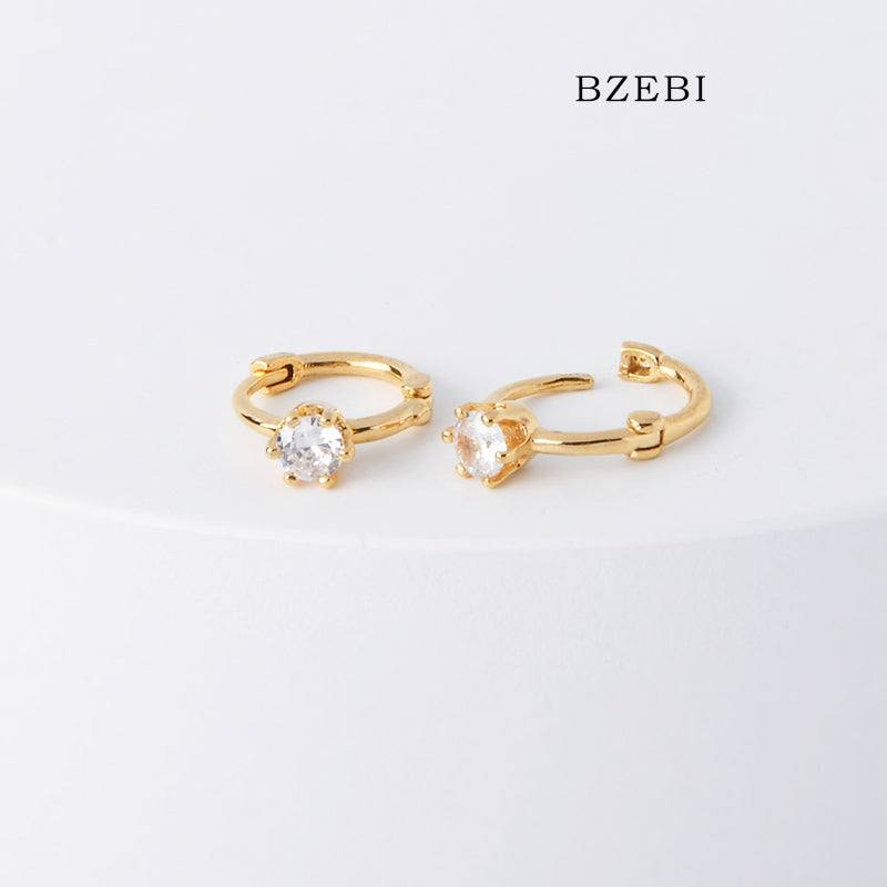 BZEBI 18k Gold Plated Cubic Zirconia Circular fashion Stud Earrings for Women with Box