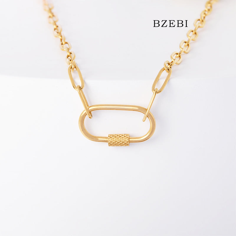 BZEBI 18k Gold Plated Cubic Zirconia Gold Plated Pin Necklace for Women with Box