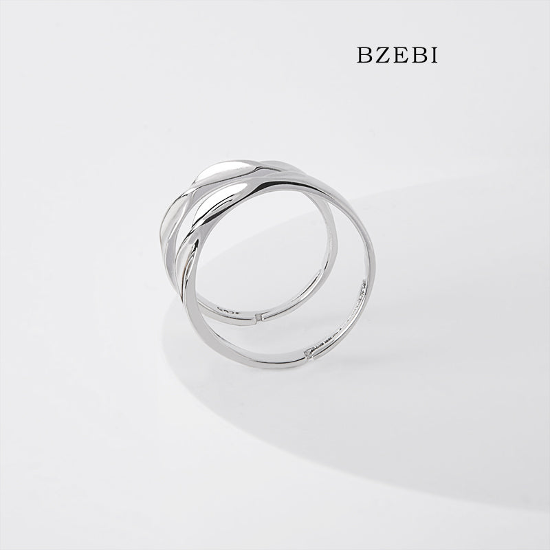 BZEBI 18k Gold Plated Cubic Zirconia Simple and Ultimate Couple Rings for Women with Box