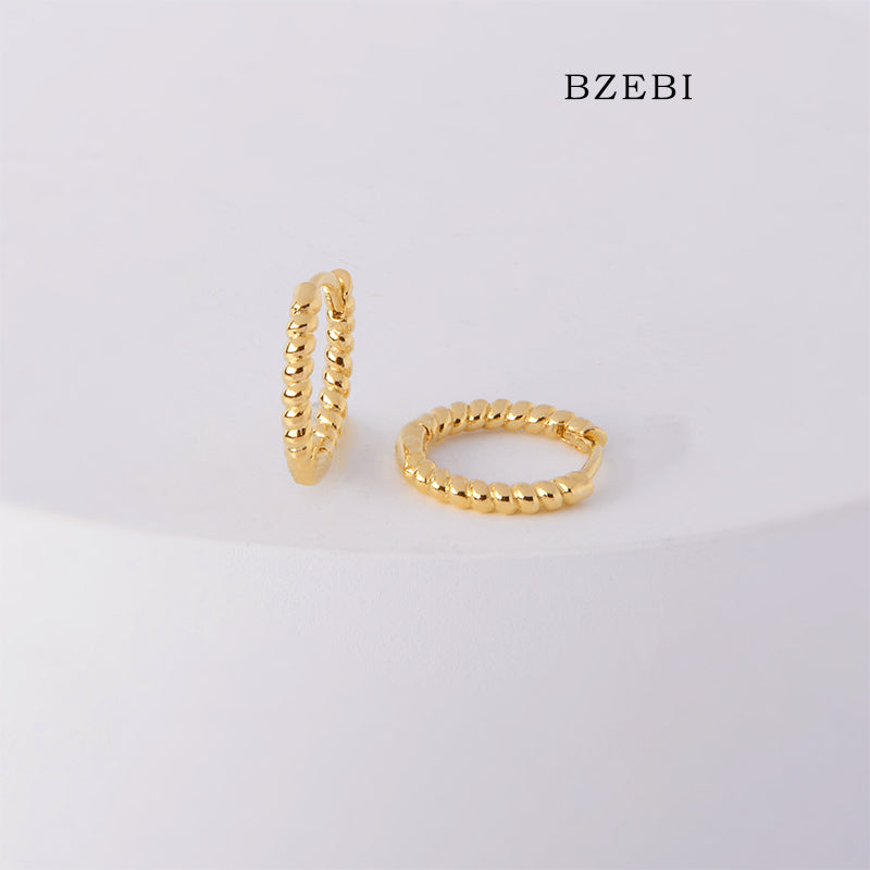 BZEBI 18k Gold Plated Cubic Zirconia Open Buckle Stud Earrings for Women with Box