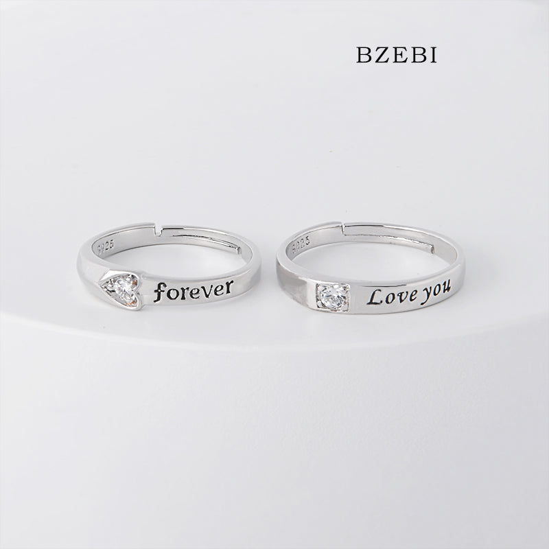 BZEBI 18k Gold Plated Cubic Zirconia Eternal Love Couple Rings for Women with Box