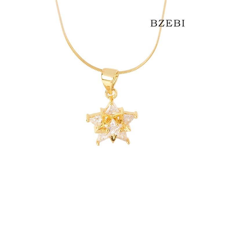 BZEBI 14k Two-pointed Star Necklace