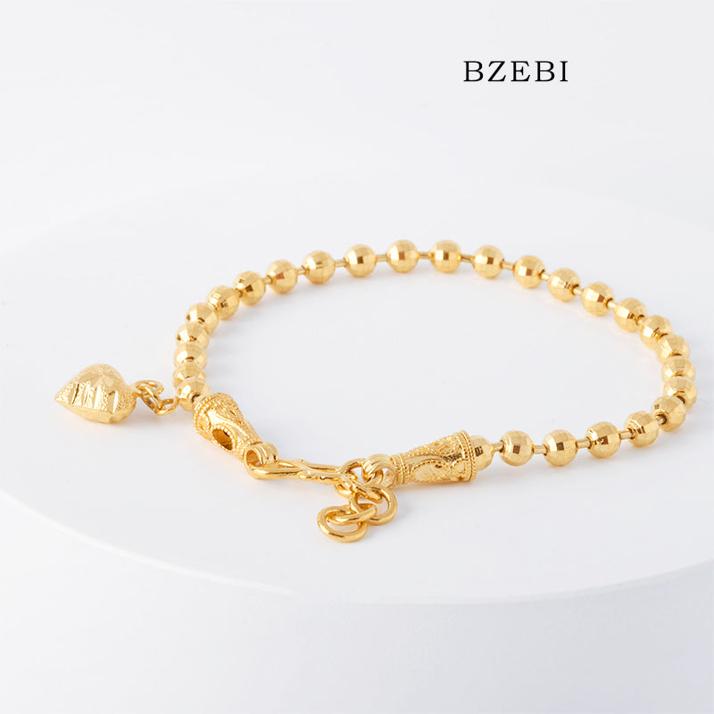 BZEBI 18k Gold Plated Cubic Zirconia Transfer Bead  Bracelet for Women with Box