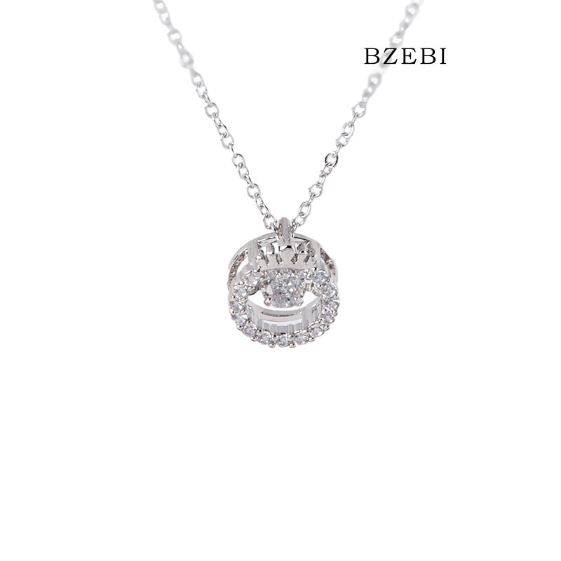 BZEBI 18k Gold Plated Cubic Zirconia Round Twisted Zircon Necklace for Women with Box