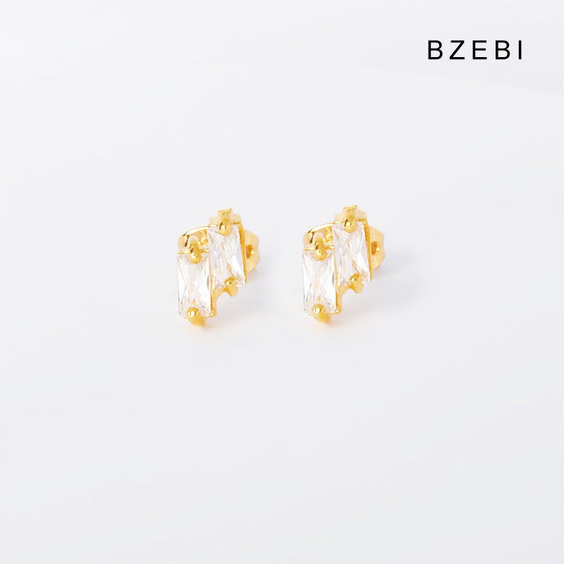 BZEBI 14k wave pattern earrings niche design girls