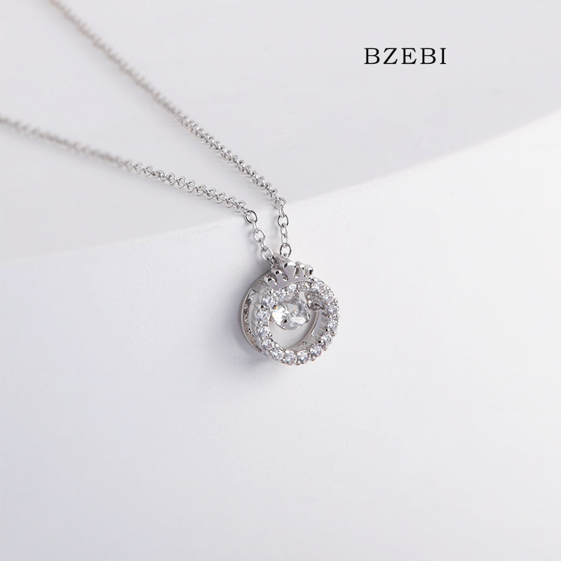 BZEBI 18k Gold Plated Cubic Zirconia Round Twisted Zircon Necklace for Women with Box